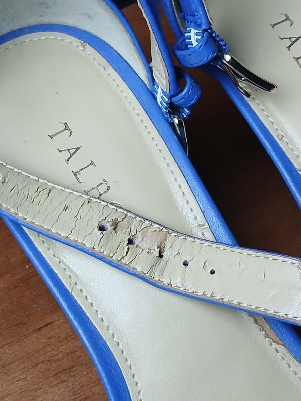 TALBOTS Blue Ankle-Strap Leather Sandals - Picture 8 of 14